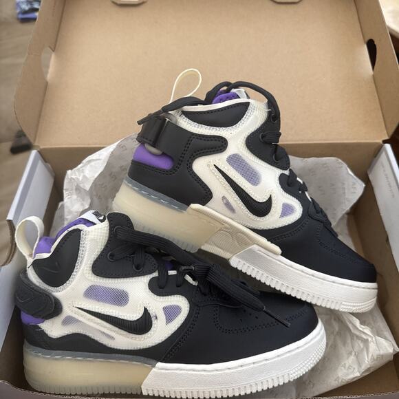 New Nike Air Force 1 React Mid Off Noir Black Action Grape Sz 3.5 Men 5 Women main image 9